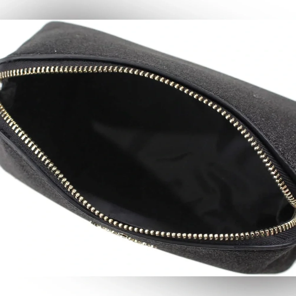 Kate Spade Black Sparkle Cosmetic Bag Kate Dome Bag Black Glitter